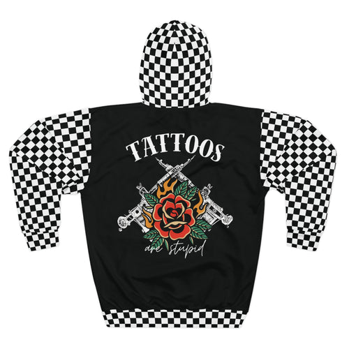 'Tattoos are Stupid' Polyester Hoodie — Bold Graphic Pullover